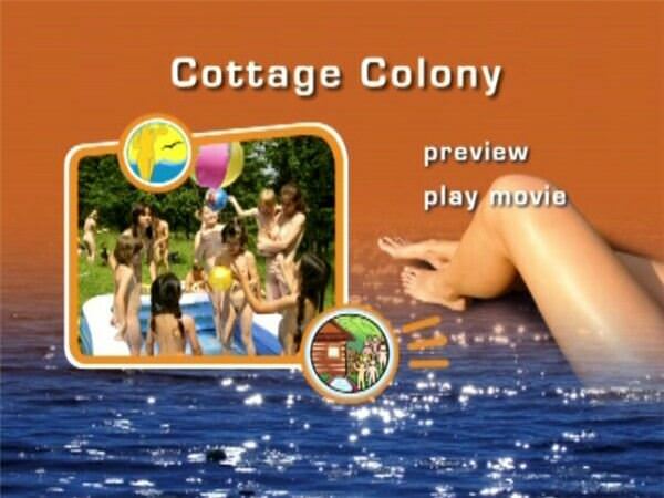 Colony of families of naturist outdoors in the cottage town Colony of families of naturist outdoors in the cottage town