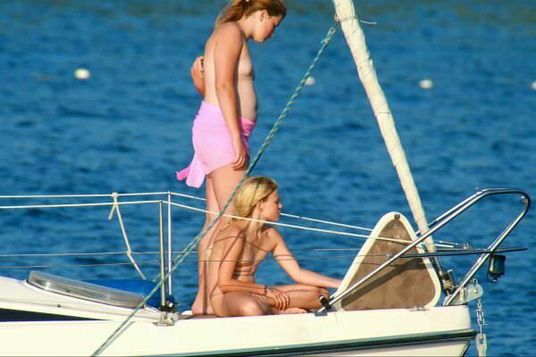 Nudists travel by sea by the ship Nudists travel by sea by the ship