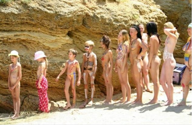 Bodyart competition among adults and children of nudists Bodyart competition among adults and children of nudists